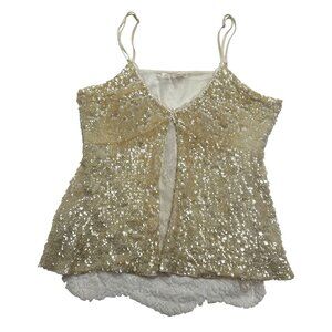 Vintage Y2K Artigli Sequin Tank Top in Gold
